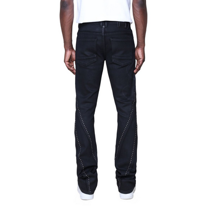 SMOKE RISE BARBWIRE RHINESTONE JEAN-GLOW BLACK